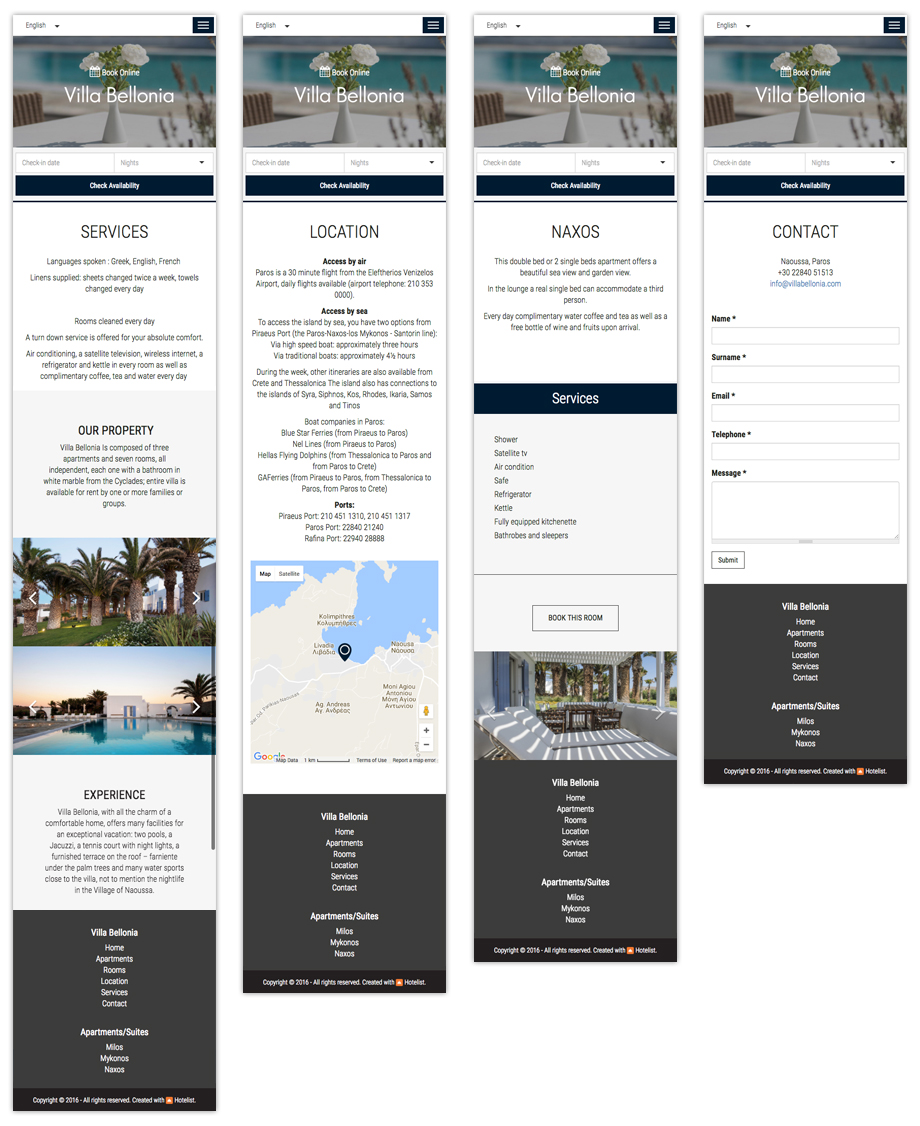 Villa Bellonia, responsive σχεδιασμός κατασκευή ιστοσελίδας, website responsive design development